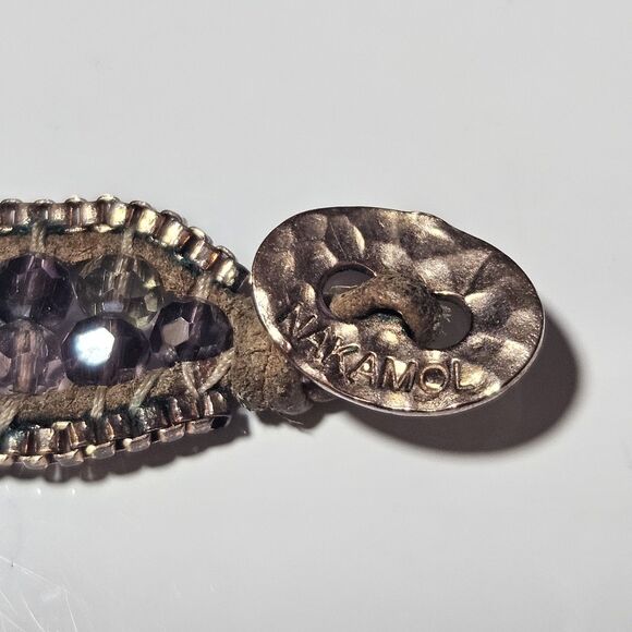 **Final Sale** Nakamol Copper Colored Purple Beaded Skull Bracelet 6.5/7.5" - Picture 7 of 13